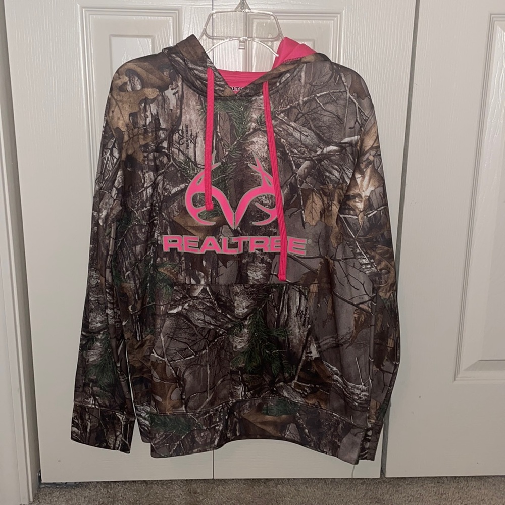 Girls Pink Camouflage Hoodie